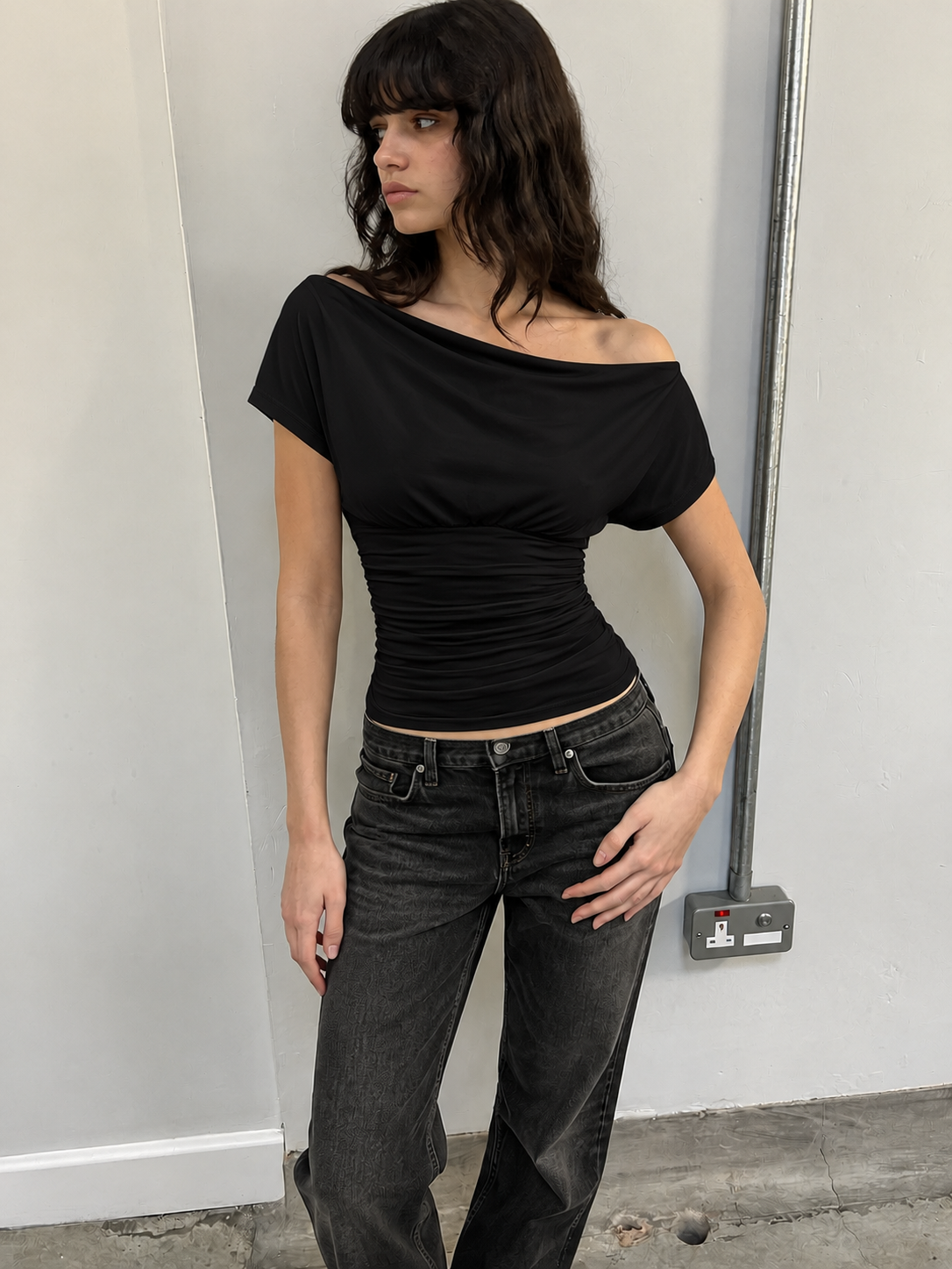 Blusa draped preta