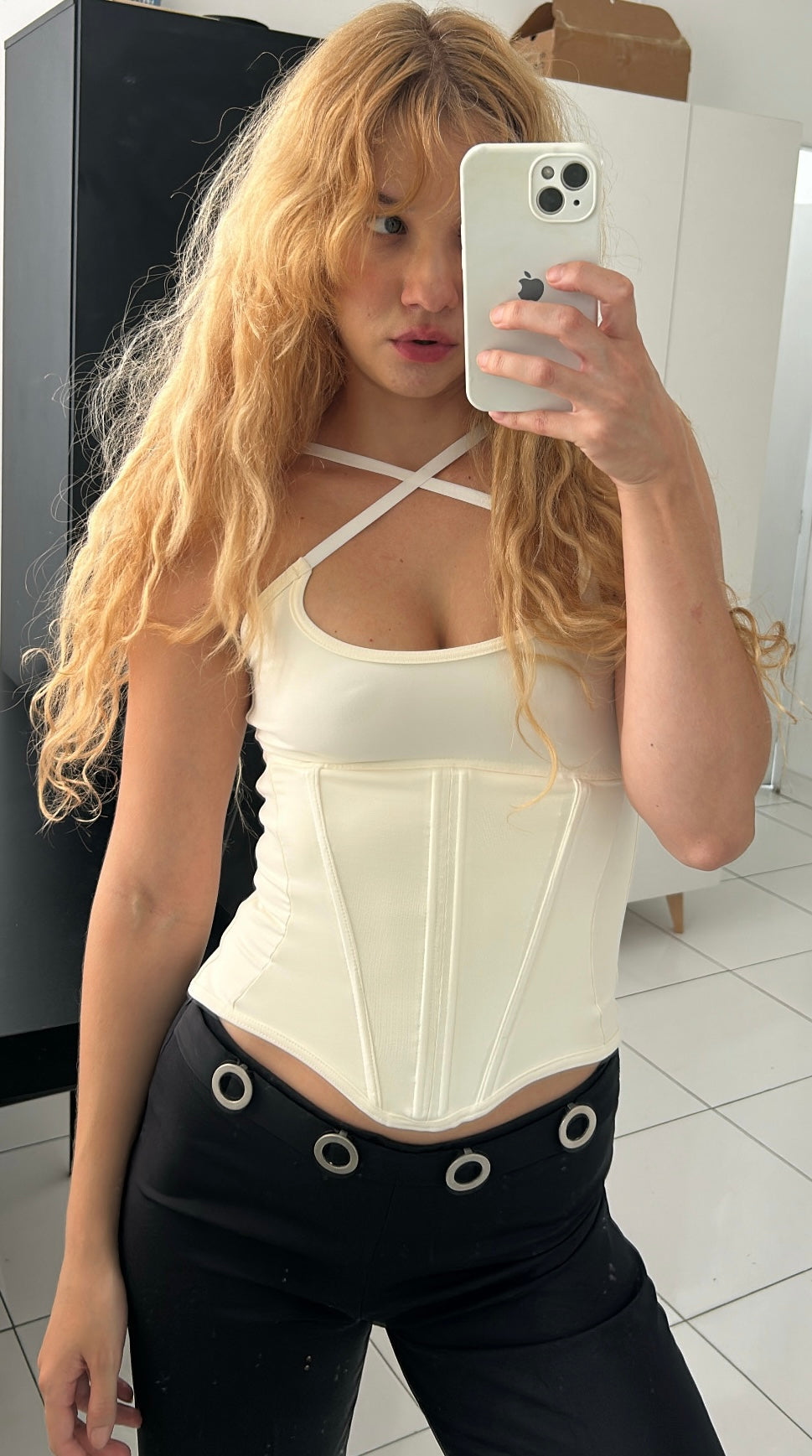 トップス theredthread corset fit tops bk wh トップス theredthread corset fit tops bk wh THEREDTHREAD / ザ