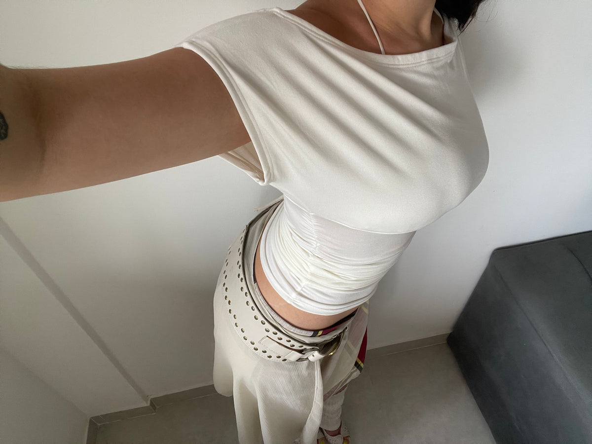 Blusa draped off white