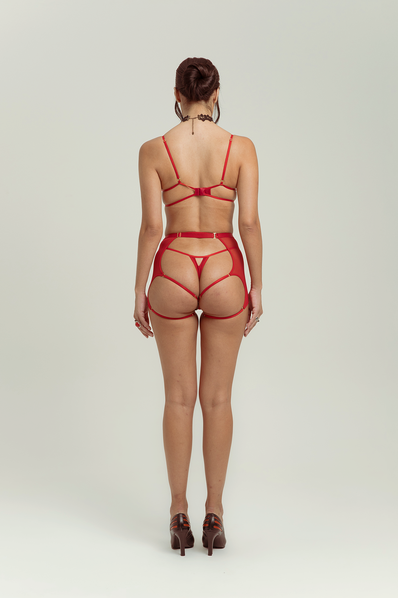cinta liga tule vermelho